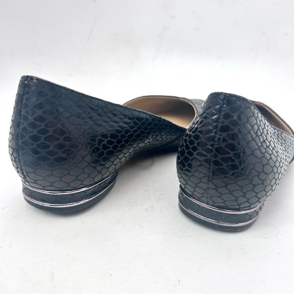 Naturalizer Havana Flat Size 7.5 Snakeskin Embossed Leather Pointed Toe Black - Picture 6 of 12